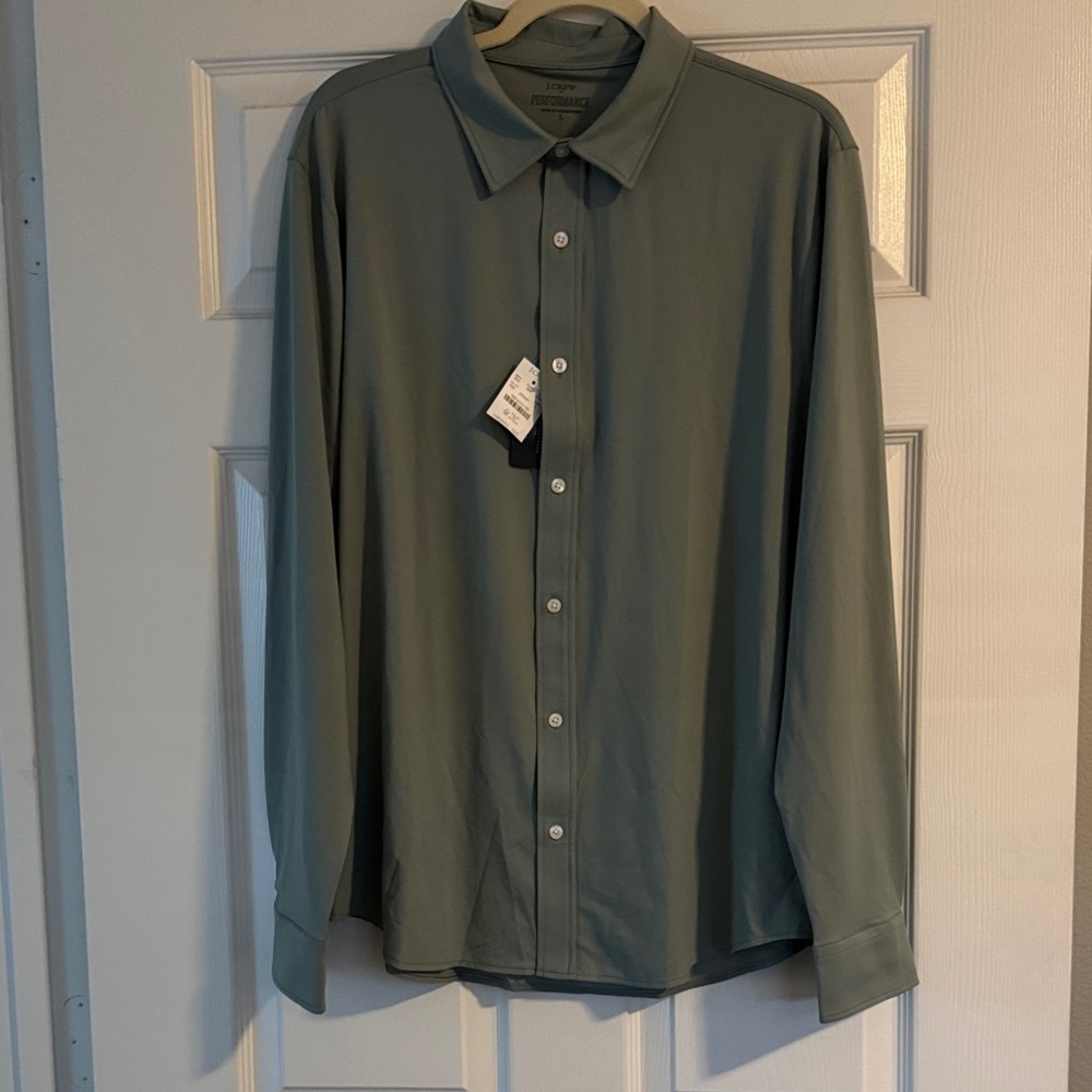 J. Crew Factory Men’s All-day Performance Polo Long Sleeve Shirt Size Large NWT